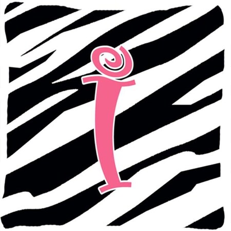 Carolines Treasures Carolines Treasures CJ1037-IPW1414 14 x 14 in. Monogram Initial I Zebra Stripe and Pink Fabric Decorative Pillow CJ1037-IPW1414